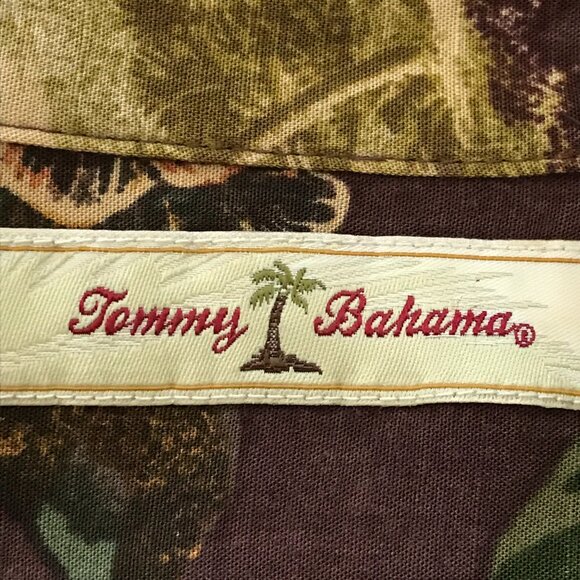 Tommy Bahama Hawaiian Shirt Men XXL Green Floral Button Up Pocket Short Sleeve - Picture 3 of 13